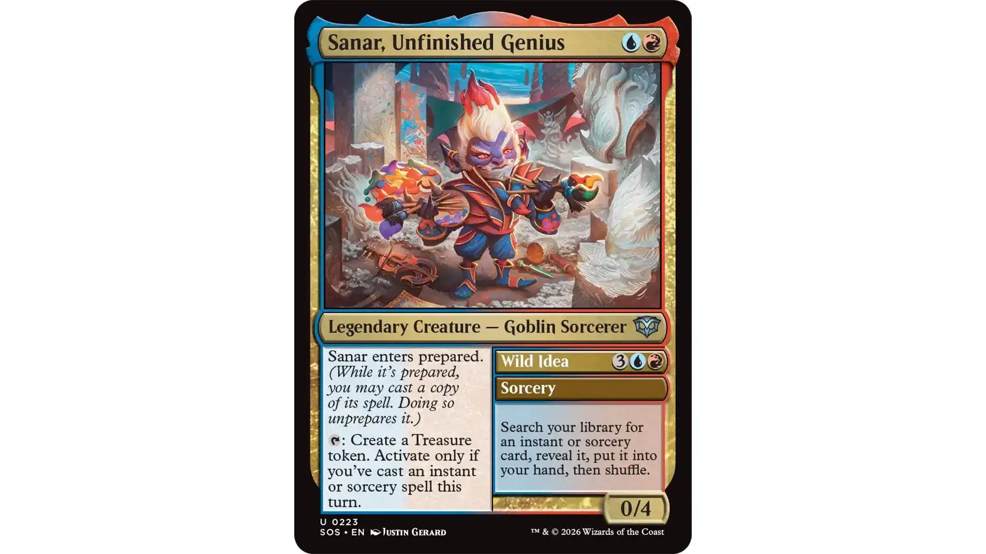 Sanar, Gênio Inacabado - Carta de Magic com a mecânica Prepare